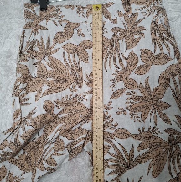 Nicole Miller Pants Womens Size Large Wide Leg Linen Blend Tropical Leaf Beachy - Picture 5 of 13